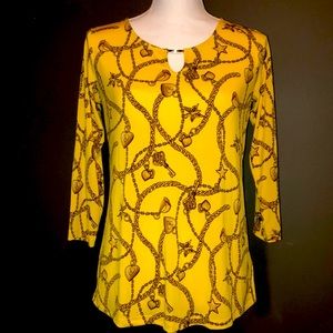Susan Graver yellow and brown pattern tunic